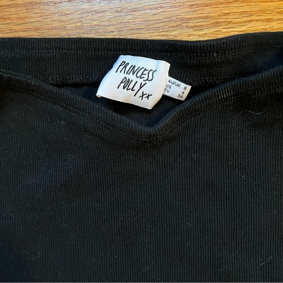 Princess Polly black ribbed midi skirt with slit size 4 - Picture 3 of 6